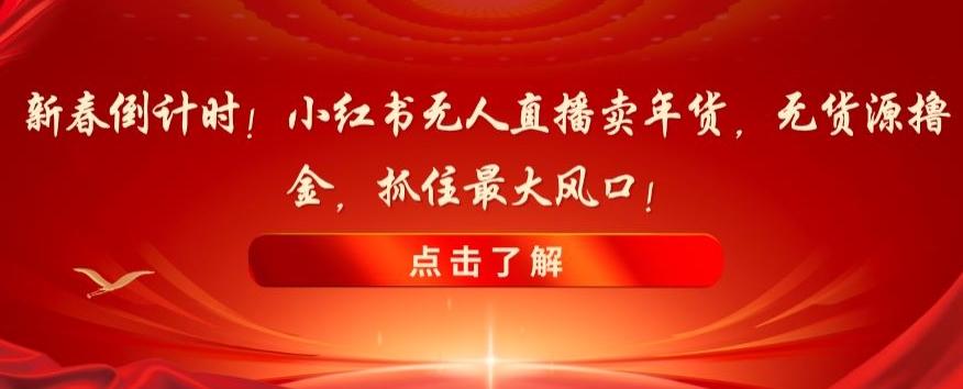 新春倒计时！小红书无人直播卖年货，无货源撸金，抓住最大风口【揭秘】-归鹤副业商城