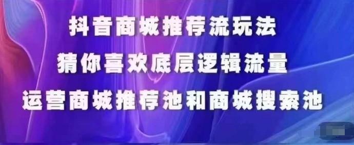 抖音商城运营课程，猜你喜欢入池商城搜索商城推荐人群标签覆盖-归鹤副业商城