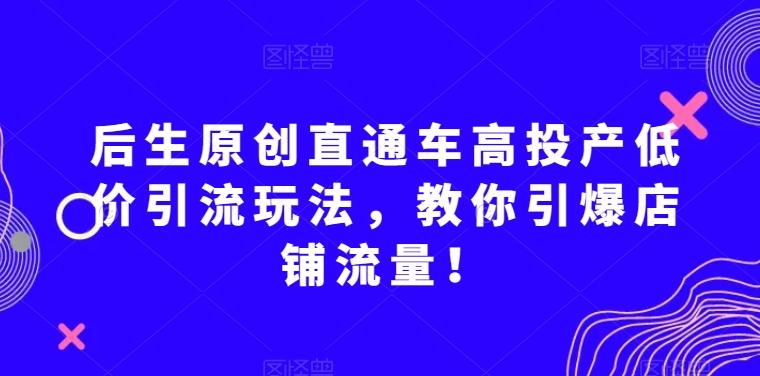 后生原创直通车高投产低价引流玩法，教你引爆店铺流量！-归鹤副业商城