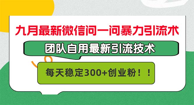 九月最新微信问一问暴力引流术，团队自用引流术，每天稳定300+创…-归鹤副业商城