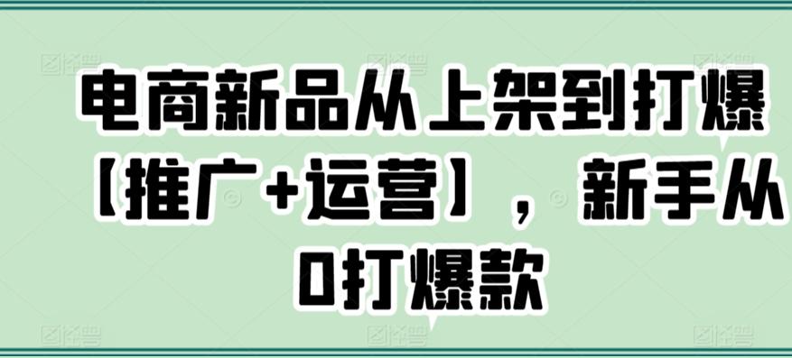 电商新品从上架到打爆【推广+运营】，新手从0打爆款-归鹤副业商城