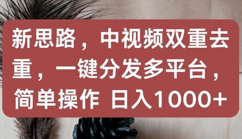 新思路，中视频双重去重，一键分发多平台，简单操作，日入1000+【揭秘】-归鹤副业商城