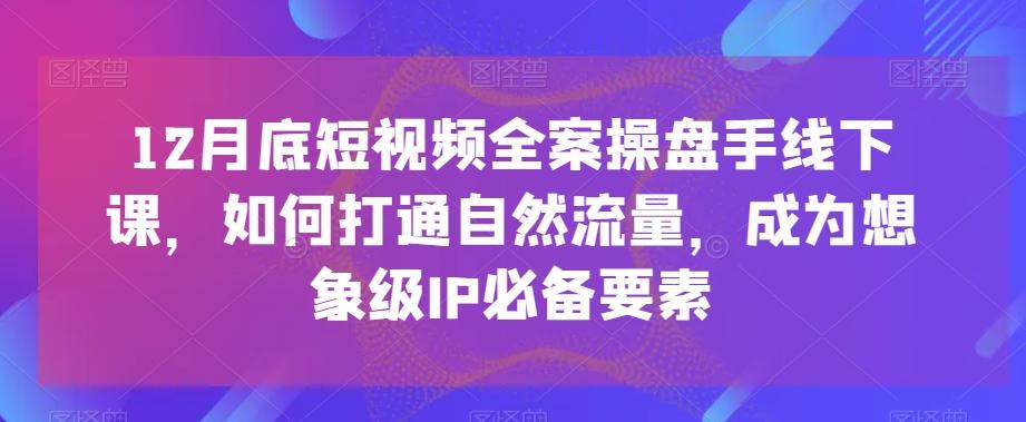 12月底短视频全案操盘手线下课，如何打通自然流量，成为想象级IP必备要素-归鹤副业商城