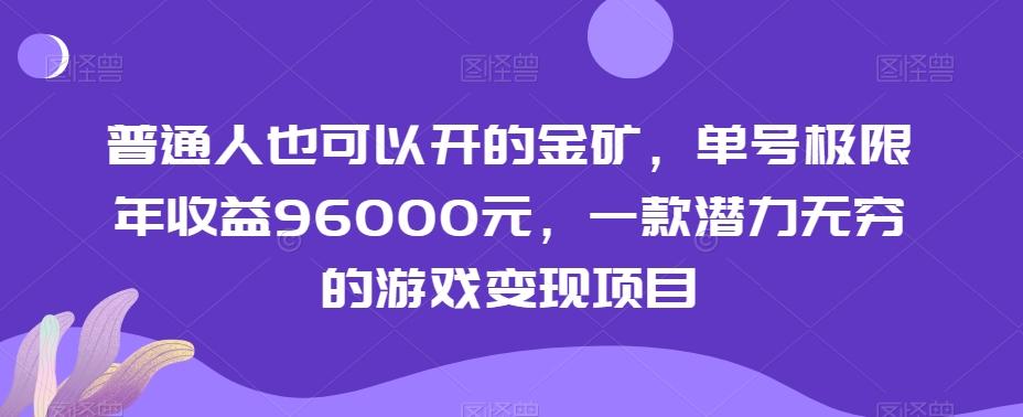 普通人也可以开的金矿，单号极限年收益96000元，一款潜力无穷的游戏变现项目【揭秘】-归鹤副业商城