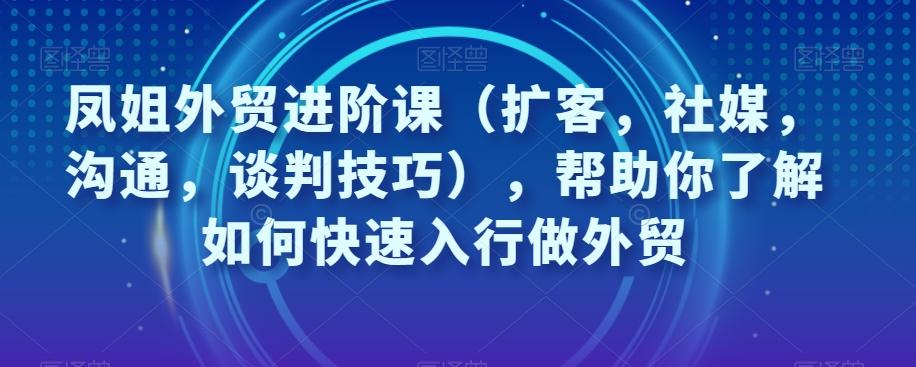 凤姐外贸进阶课（扩客，社媒，沟通，谈判技巧），帮助你了解如何快速入行做外贸-归鹤副业商城