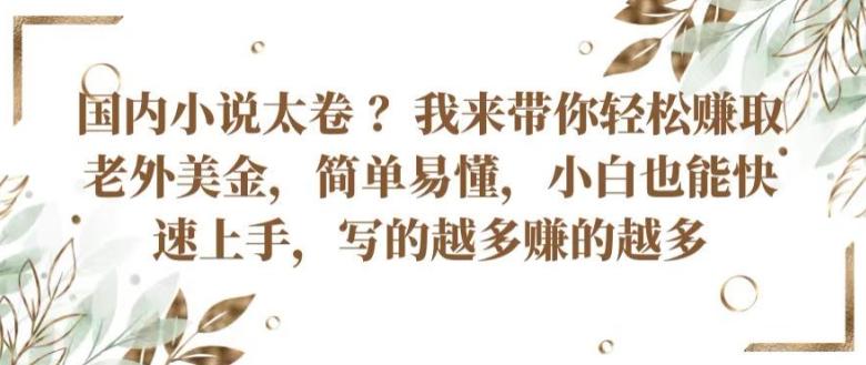 国内小说太卷 ?带你轻松赚取老外美金，简单易懂，小白也能快速上手，写的越多赚的越多【揭秘】-归鹤副业商城