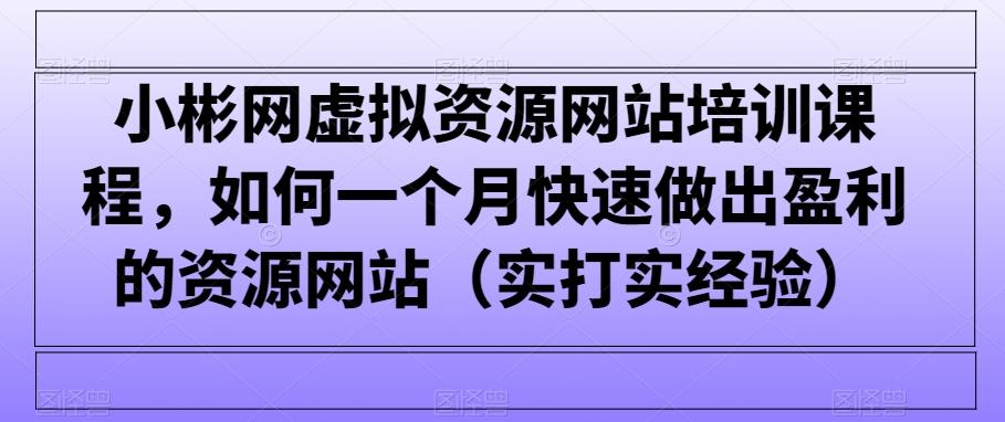 小彬网虚拟资源网站培训课程，如何一个月快速做出盈利的资源网站(实打实经验)-归鹤副业商城