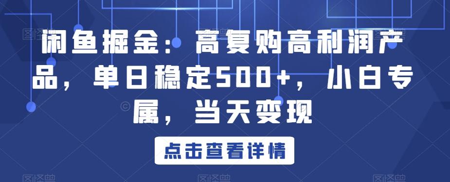 闲鱼掘金：高复购高利润产品，单日稳定500+，小白专属，当天变现-归鹤副业商城