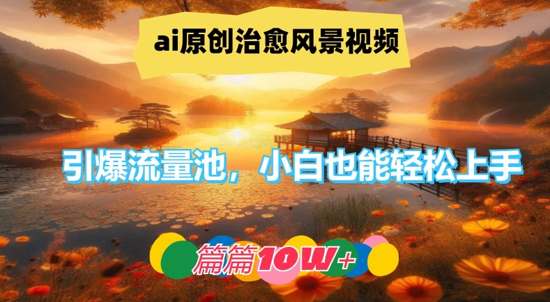 ai原创治愈风景视频，引爆流量池，小白也能轻松上手，篇篇10w+【揭秘】-归鹤副业商城