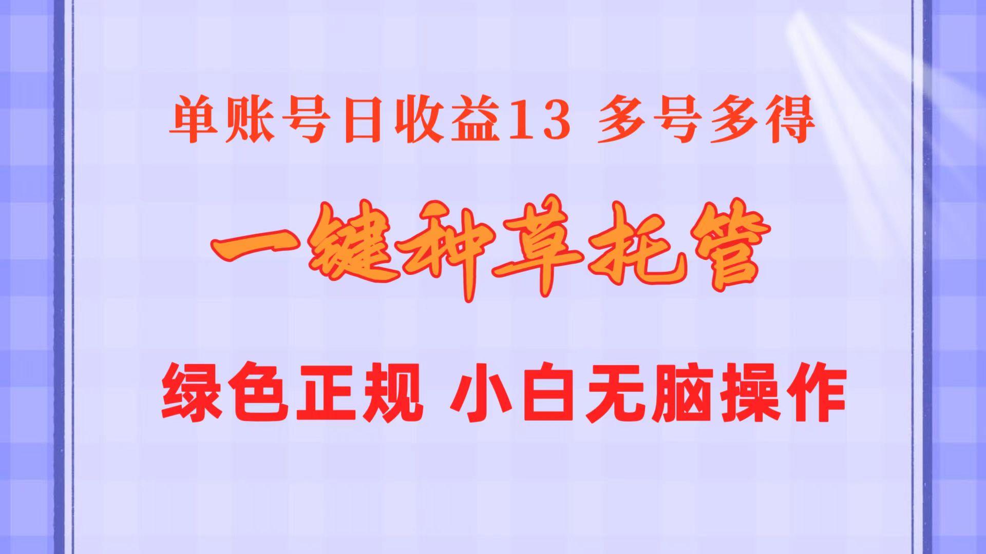 一键种草托管 单账号日收益13元  10个账号一天130  绿色稳定 可无限推广-归鹤副业商城