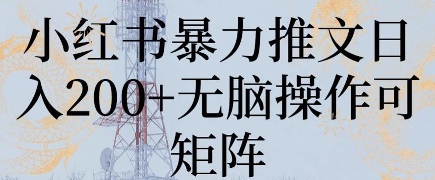 小红书暴力推文日入200+无脑操作可矩阵【揭秘】-归鹤副业商城