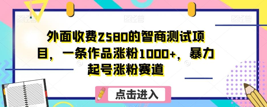 外面收费2580的智商测试项目，一条作品涨粉1000+，暴力起号涨粉赛道【揭秘】-归鹤副业商城