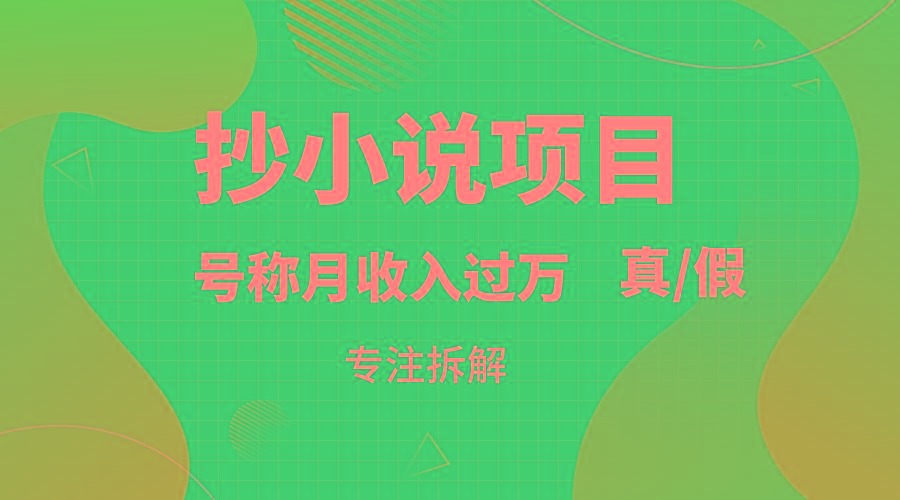 抄小说项目，号称月入过万，到底是否真实，能不能做，详细拆解-归鹤副业商城