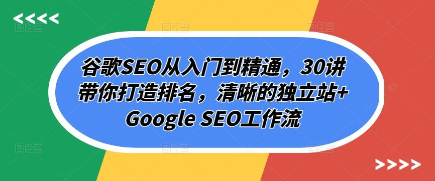 谷歌SEO从入门到精通，30讲带你打造排名，清晰的独立站+Google SEO工作流-归鹤副业商城