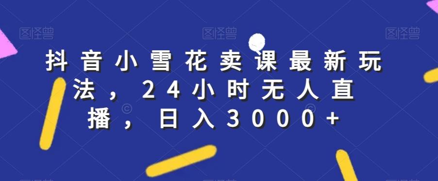 抖音小雪花卖课最新玩法，24小时无人直播，日入3000+【揭秘】-归鹤副业商城