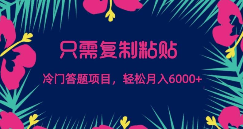 只需复制粘贴，冷门答题项目，轻松月入6000-归鹤副业商城