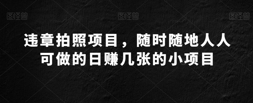 违章拍照项目，随时随地人人可做的日赚几张的小项目-归鹤副业商城