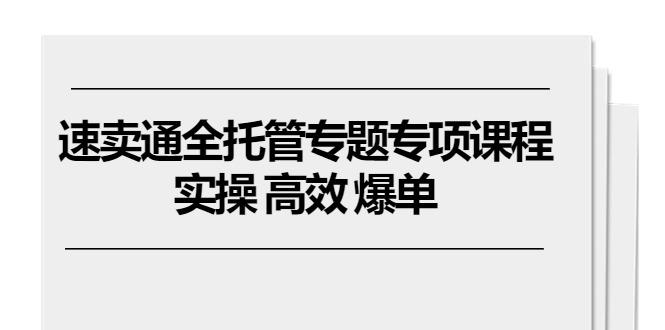 速卖通 全托管专题专项课程，实操 高效 爆单(11节课-归鹤副业商城