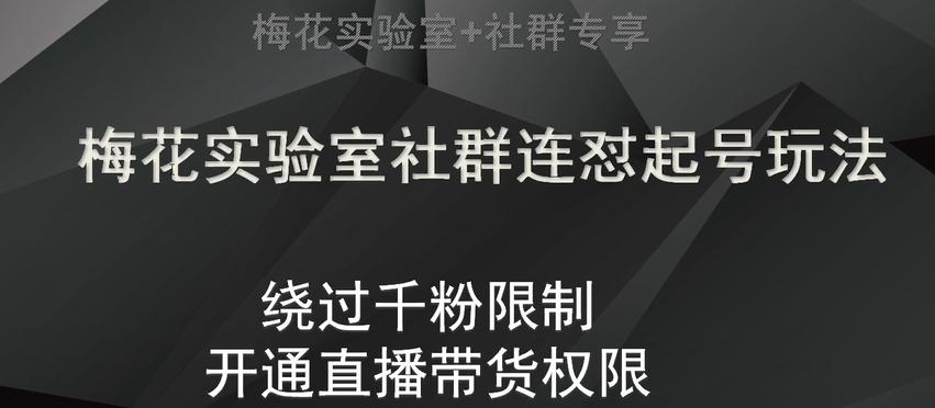 梅花实验室社群连怼起号玩法，视频号绕过千粉限制，开通直播带货权限【揭秘】-归鹤副业商城