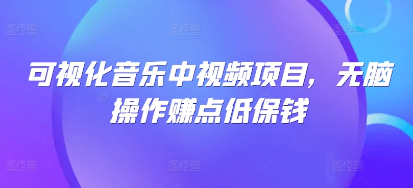 可视化音乐中视频项目，无脑操作赚点低保钱-归鹤副业商城