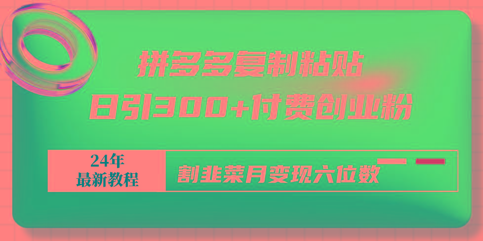 拼多多复制粘贴日引300+付费创业粉，割韭菜月变现六位数最新教程！-归鹤副业商城