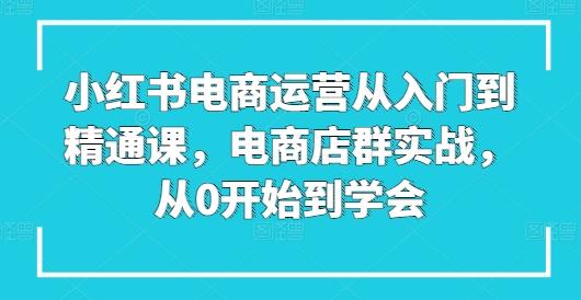 小红书电商运营从入门到精通课，电商店群实战，从0开始到学会-归鹤副业商城