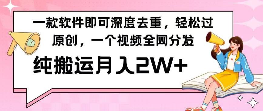 一款软件深度去重，轻松过原创，一个视频全网分发，纯搬运月入2W+-归鹤副业商城