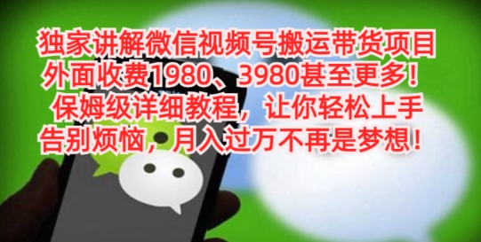 独家讲解微信视频号搬运带货项目，保姆级详细教程-归鹤副业商城