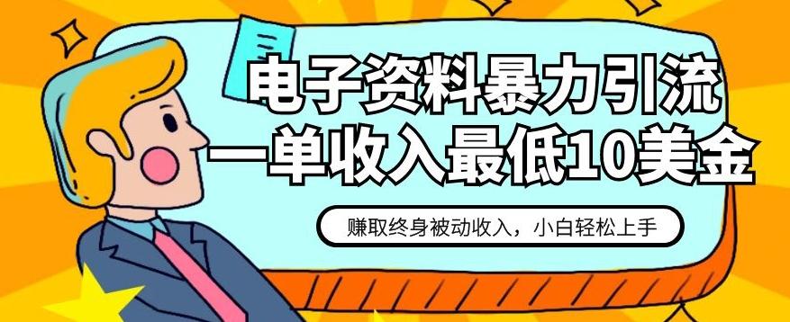 电子资料暴力引流，一单最低10美金，赚取终身被动收入，保姆级教程【揭秘】-网创资源