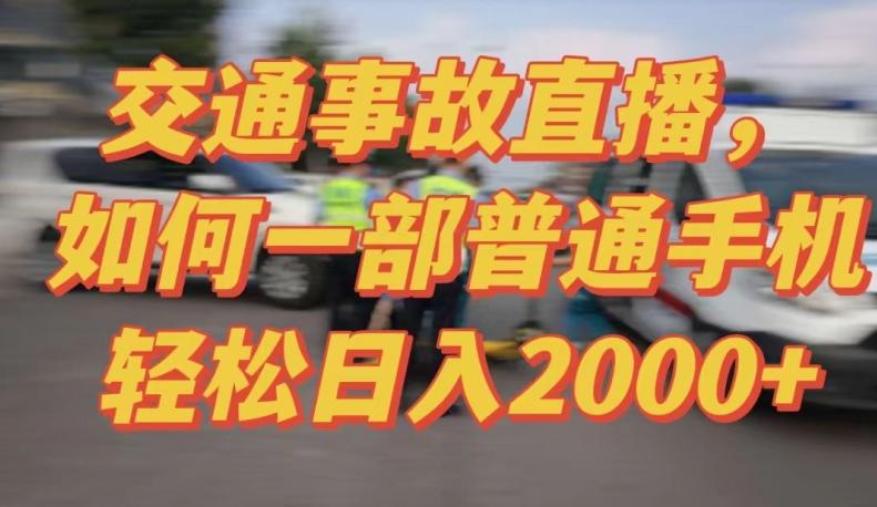 2024最新玩法半无人交通事故直播，实战式教学，轻松日入2000＋，人人都可做【揭秘】-归鹤副业商城