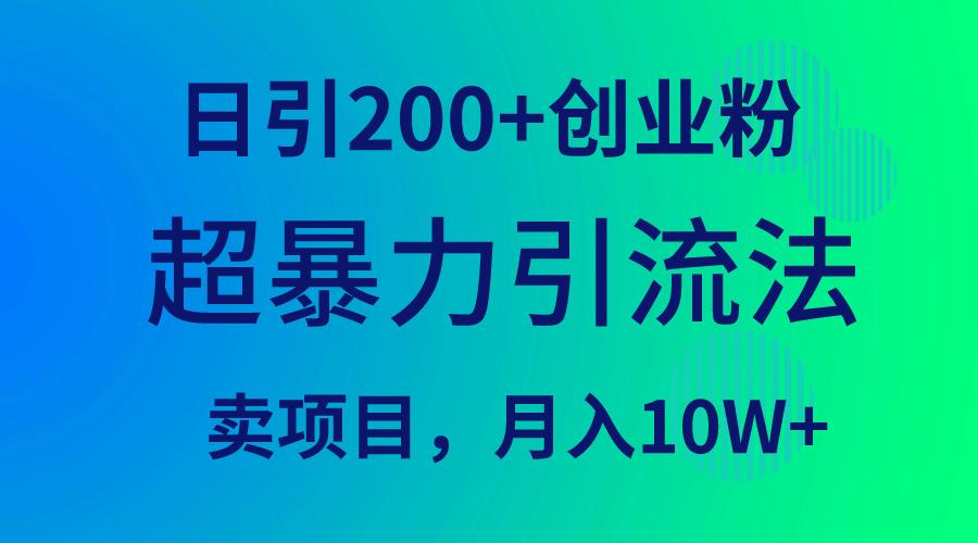 (9654期)超暴力引流法，日引200+创业粉，卖项目月入10W+-归鹤副业商城