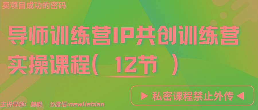 导师训练营3.0IP共创训练营私密实操课程(12节)-卖项目的密码成功秘诀-归鹤副业商城