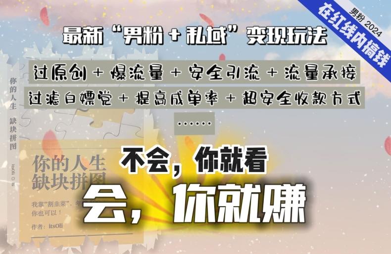 2024，“男粉+私域”还是最耐造、最赚、最轻松、最愉快的变现方式【揭秘】-归鹤副业商城