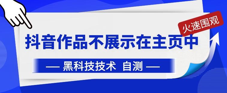 抖音黑科技：抖音作品不展示在主页中【揭秘】-归鹤副业商城