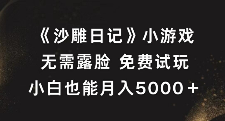 《沙雕日记》小游戏，无需露脸免费试玩，小白也能月入5000+【揭秘】-归鹤副业商城