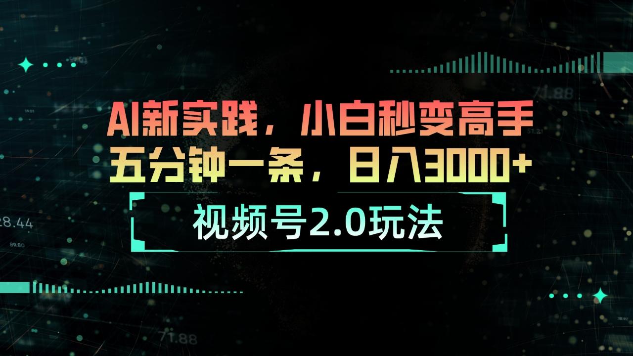 视频号2.0玩法 AI新实践，小白秒变高手五分钟一条，日入3000+-归鹤副业商城