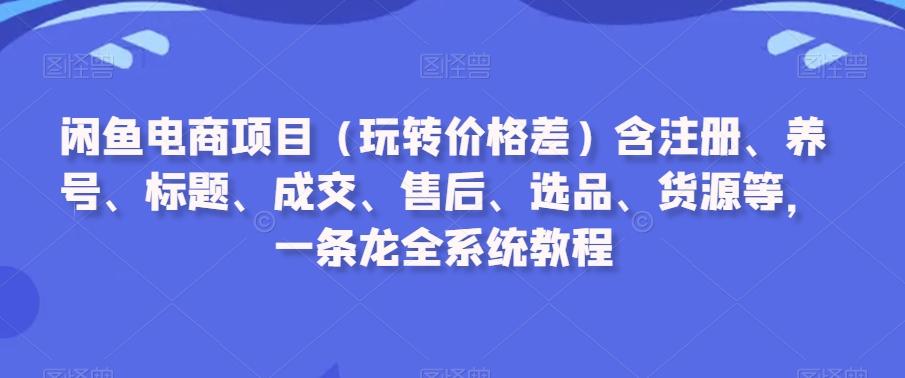 闲鱼电商项目(玩转价格差)含注册、养号、标题、成交、售后、选品、货源等，一条龙全系统教程-归鹤副业商城