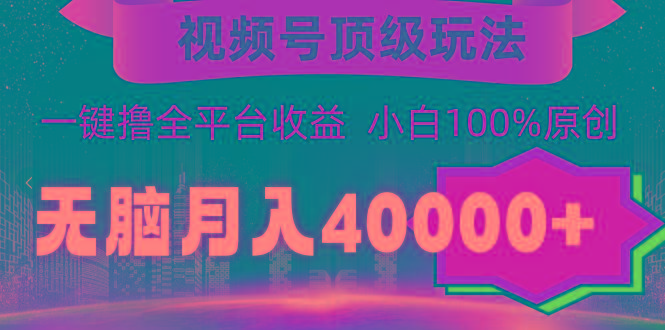 (9281期)视频号顶级玩法，无脑月入40000+，一键撸全平台收益，纯小白也能100%原创-归鹤副业商城