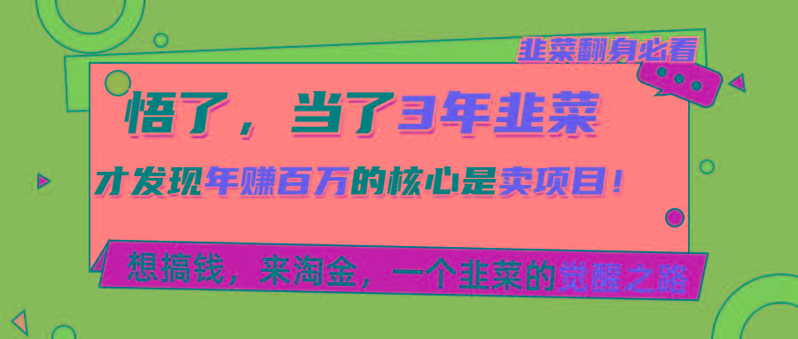 悟了，当了3年韭菜，才发现网赚圈年赚100万的核心是卖项目，含泪分享！-归鹤副业商城