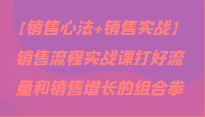 【销售心法+销售实战】销售流程实战课打好流量和销售增长的组合拳-归鹤副业商城