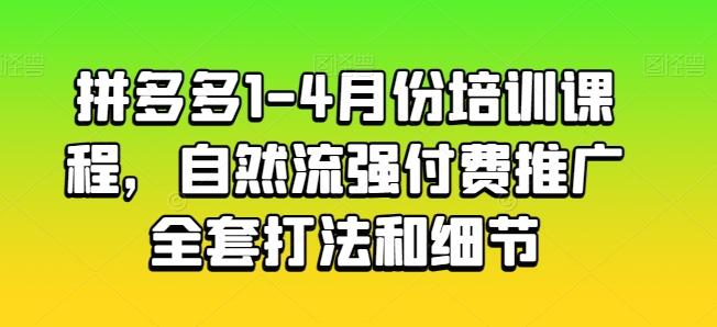 拼多多1-4月份培训课程，自然流强付费推广全套打法和细节-归鹤副业商城