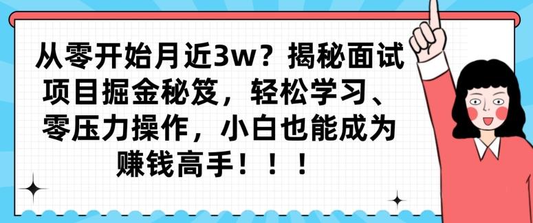 从零开始月近3w？揭秘面试项目掘金秘笈，轻松学习、零压力操作，小白也能成为赚钱高手-归鹤副业商城