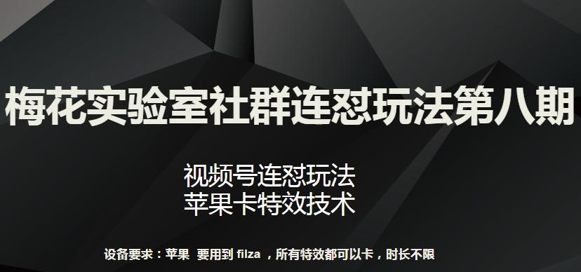 梅花实验室社群连怼玩法第八期，视频号连怼玩法 苹果卡特效技术【揭秘】-归鹤副业商城