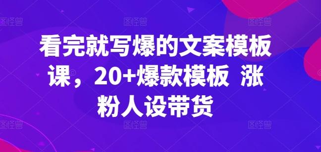 看完就写爆的文案模板课，20+爆款模板  涨粉人设带货-归鹤副业商城