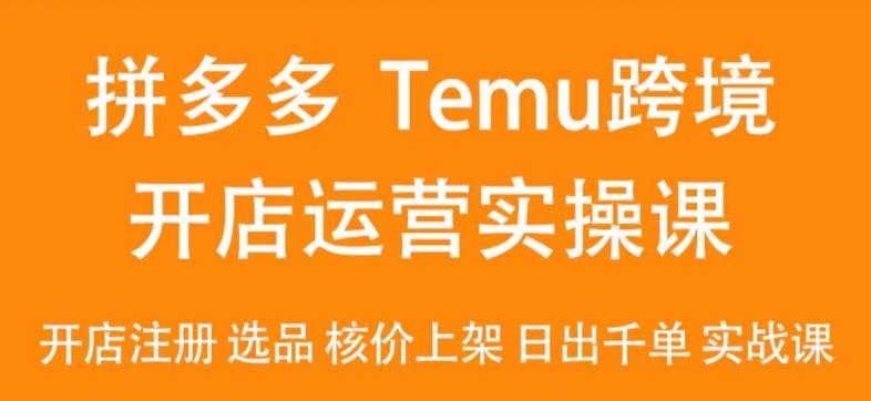 2024Temu最新玩法，Temu跨境开店运营实操课，开店注册/选品/核价上架/日出千单实战课-归鹤副业商城