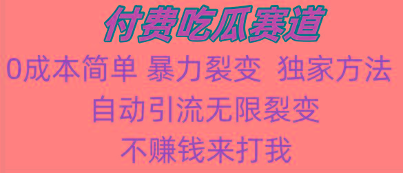 吃瓜付费赛道，暴力无限裂变，0成本，实测日入700+！！！-归鹤副业商城