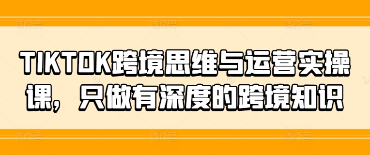 TIKTOK跨境思维与运营实操课，只做有深度的跨境知识-归鹤副业商城