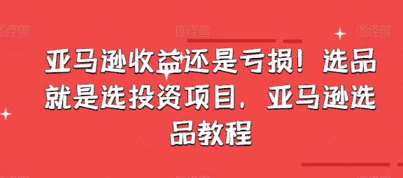 亚马逊收益还是亏损！选品就是选投资项目，亚马逊选品教程-归鹤副业商城