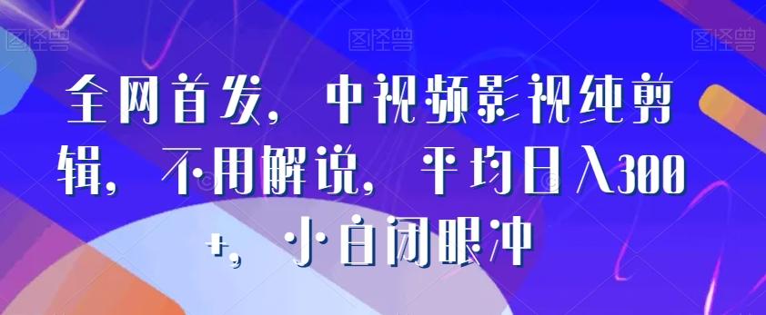 全网首发，中视频影视纯剪辑，不用解说，平均日入300+，小白闭眼冲-归鹤副业商城