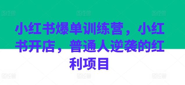 小红书爆单训练营，小红书开店，普通人逆袭的红利项目-归鹤副业商城